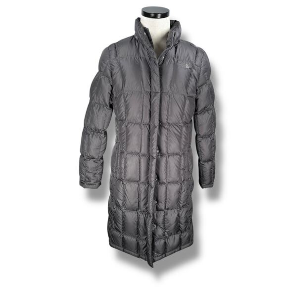 North Face Metropolis Long Puffer Jacket Coat Women's Large Gray 550 Goose Down - Picture 1 of 11